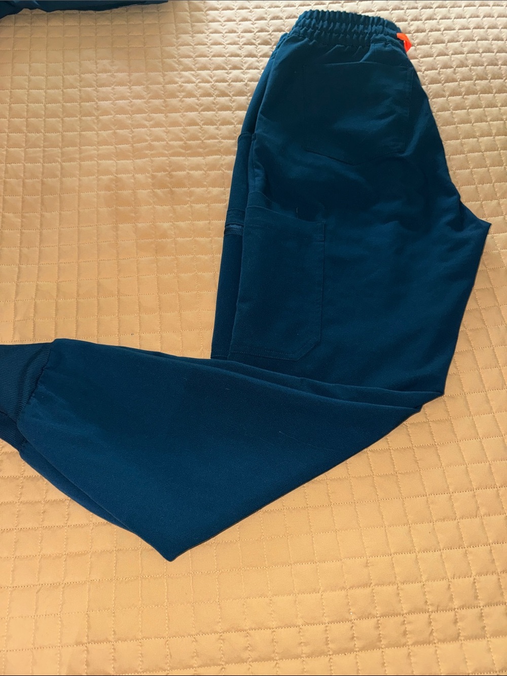Figs  women’s  Caribbean blue Jogger Pants with Orange Drawstring.